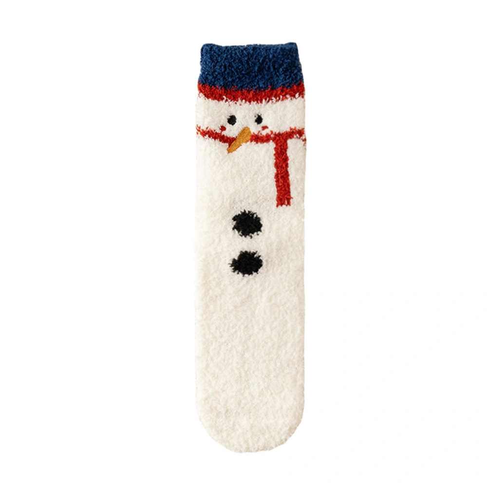 Women Christmas Coral Fleece Socks Cartoon Snowman Stockings