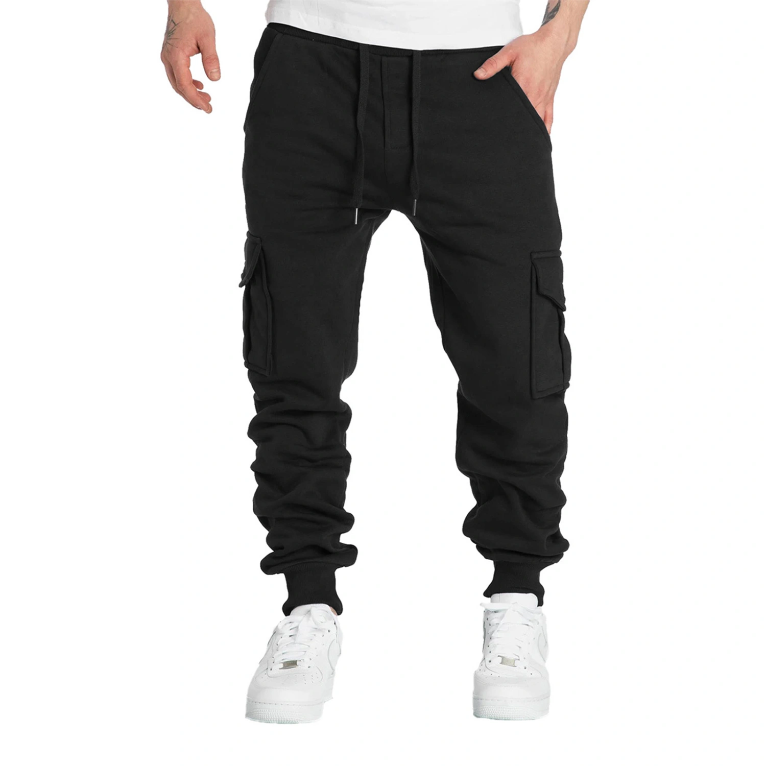 Men’s Cargo Jogger Pants Drawstring Warm Lining Athletic Sweatpants