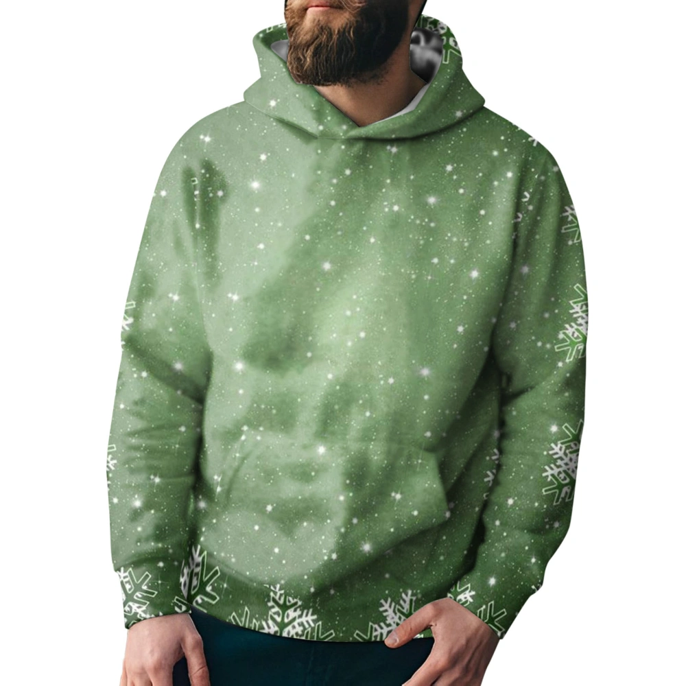 Men Christmas Sweatshirts Snowflake Elk Lightweight Pullover Hoodie