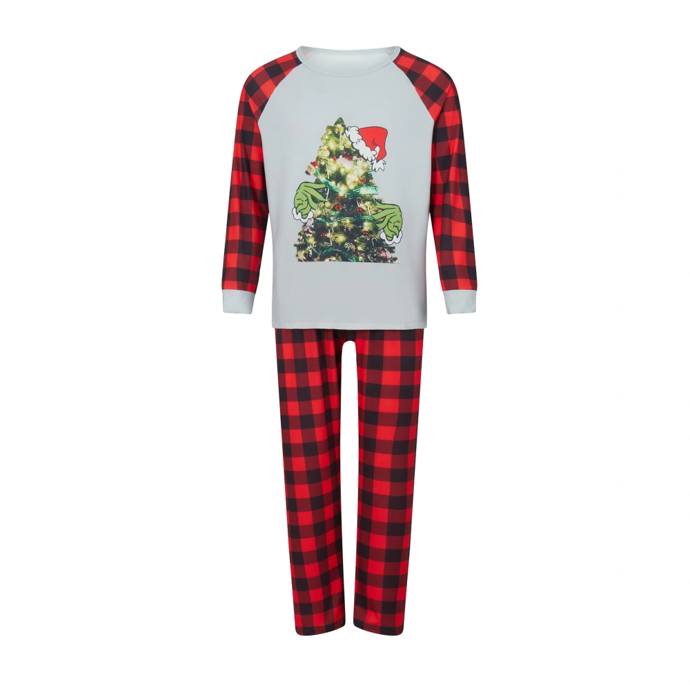 Christmas Family Pajamas Matching Set Tree Print T-shirt Plaid Pants