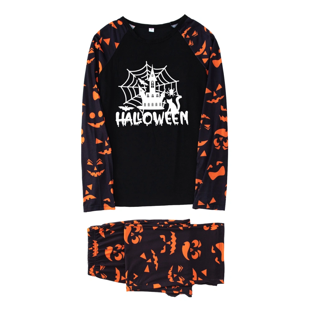 Halloween Pajamas for Family Glow Castle Print Long Sleeve Tops+Pants 