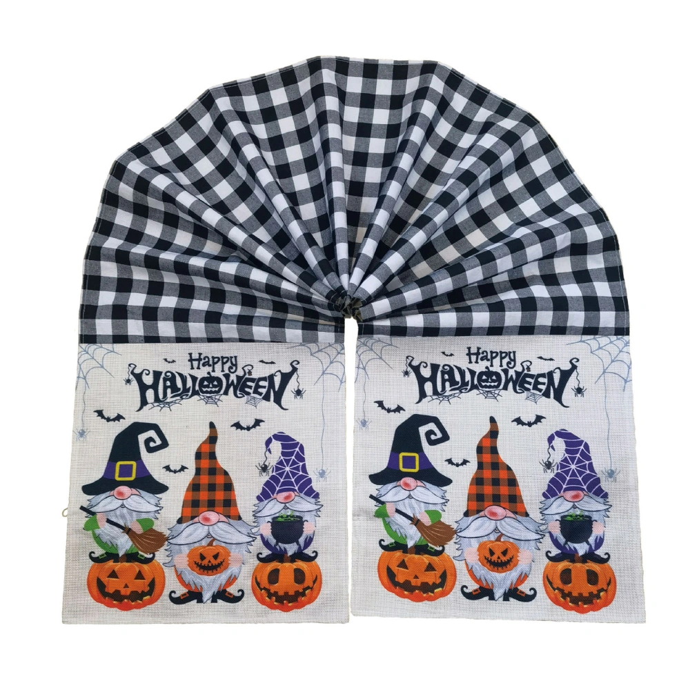 Halloween Table Runner Gnome Plaid Kitchen Table Runner with Lights