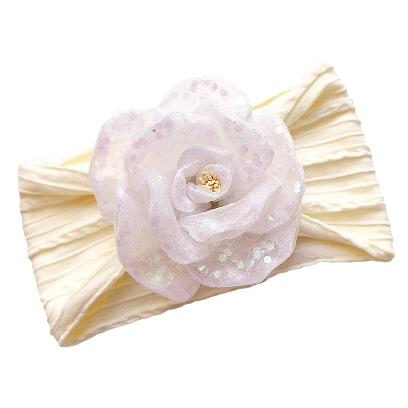 Baby Girls Elastic Headbands Cute Rose Flower Hair Bands for Infant