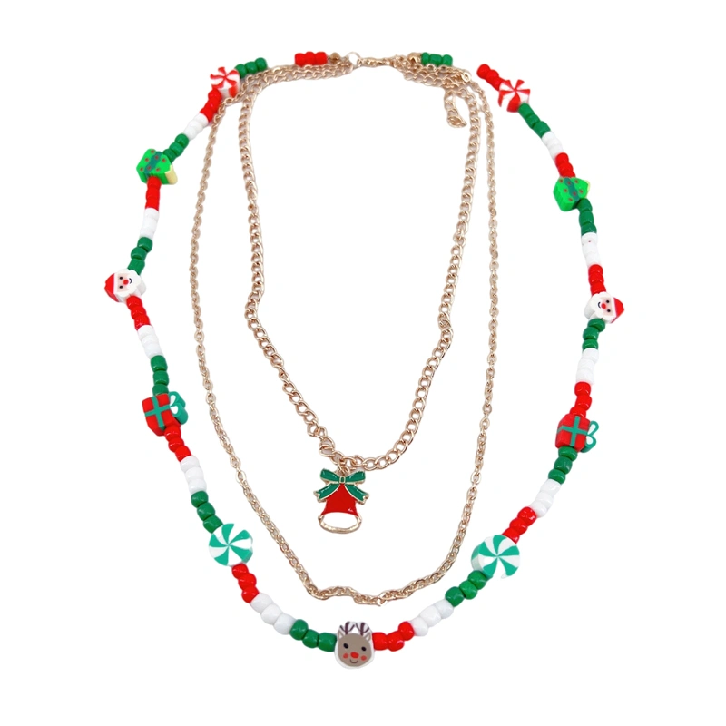 Christmas Necklace for Women Christmas Clay Stackable Necklace