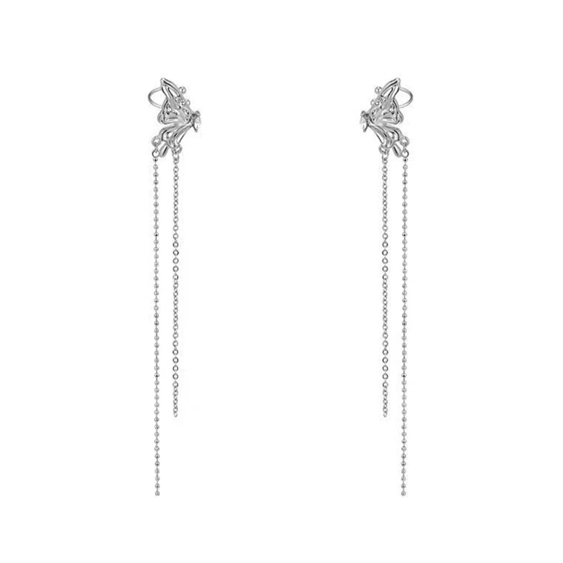 Butterfly Ear Cuff Non-piercing Tassel Earrings for Girls Women