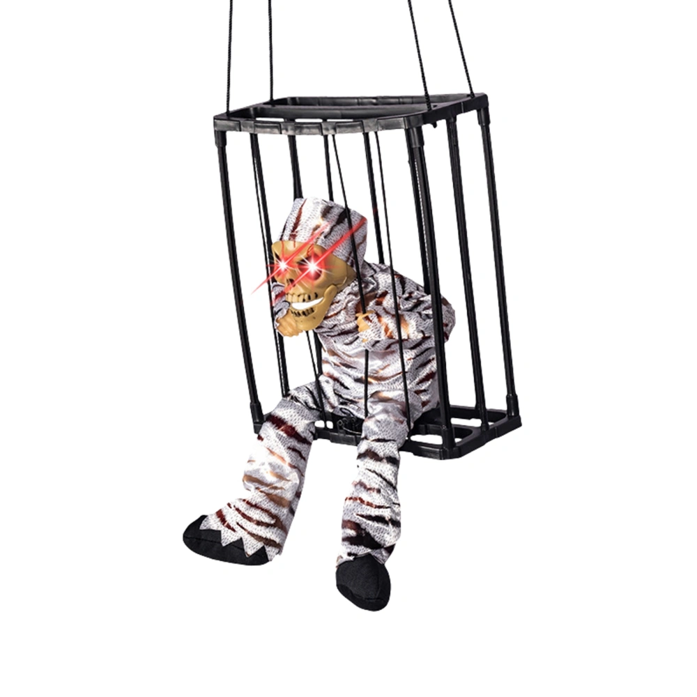 Halloween Scary Decoration Hanging Cage Prisoner Ghost Electric Toys