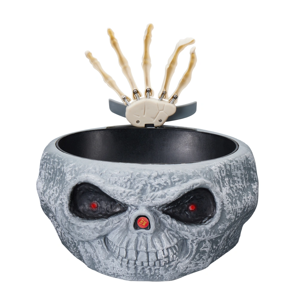 Halloween Candy Bowl Skull Candy Holder with Lighted Red Eyes