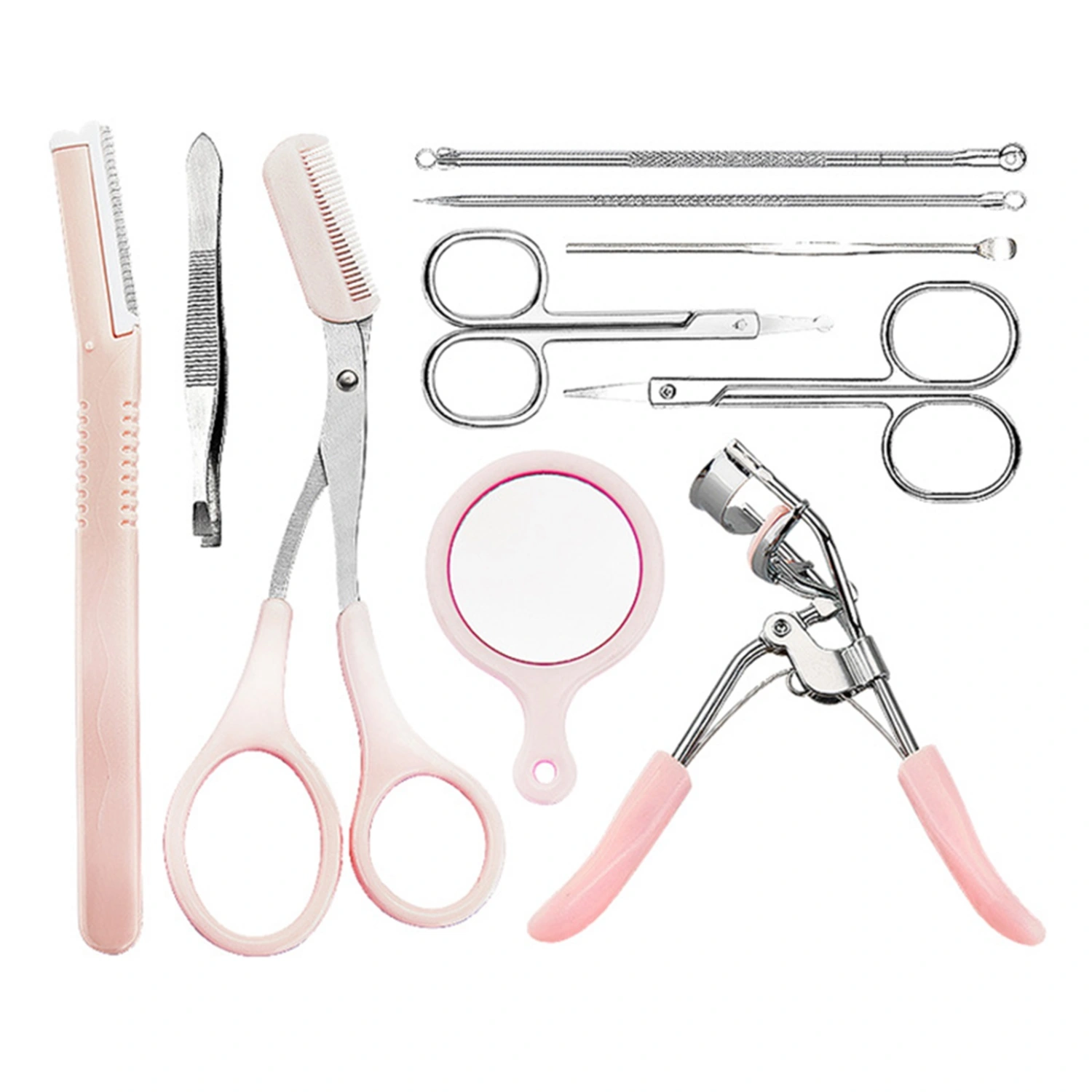 10Pcs Eyebrow Kit with Eyelash Curler, Eyebrow Grooming Trimming Kit