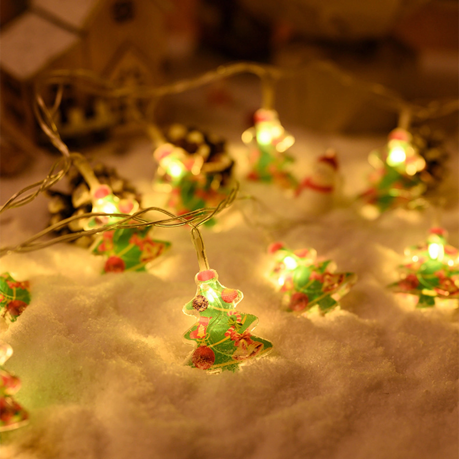 Christmas String Lights Battery Operated Santa Claus Snowman Lights