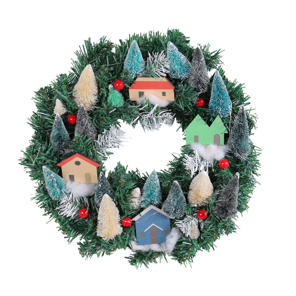 Christmas Village Houses Wreath Artificial Hanging Garland with Light