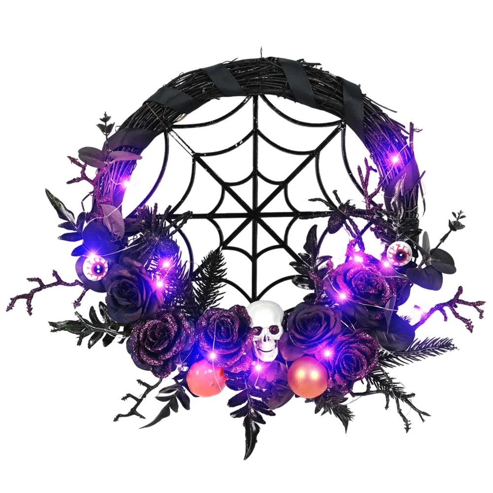 Halloween Skull Wreath Light up Hanging Front Door Garland for Wall