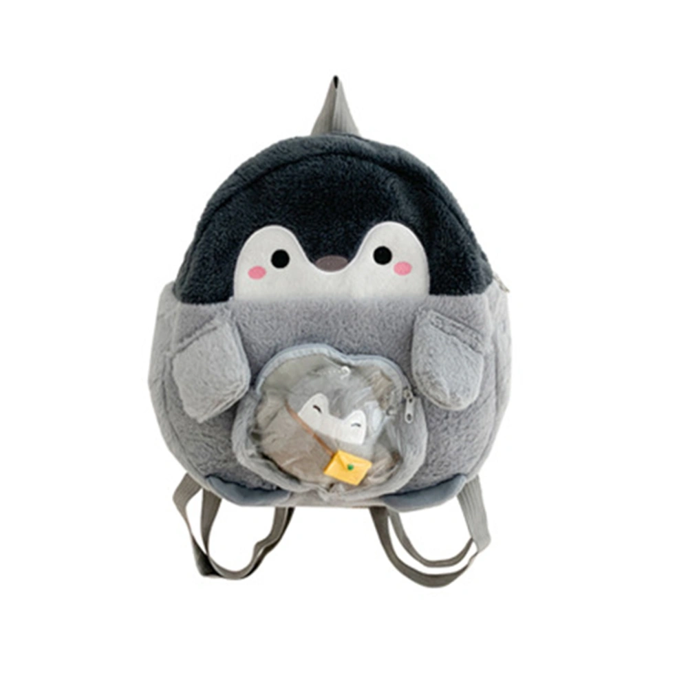 Women Cartoon Penguin Shaped Backpack Soft Plush Toys Stuffed Doll