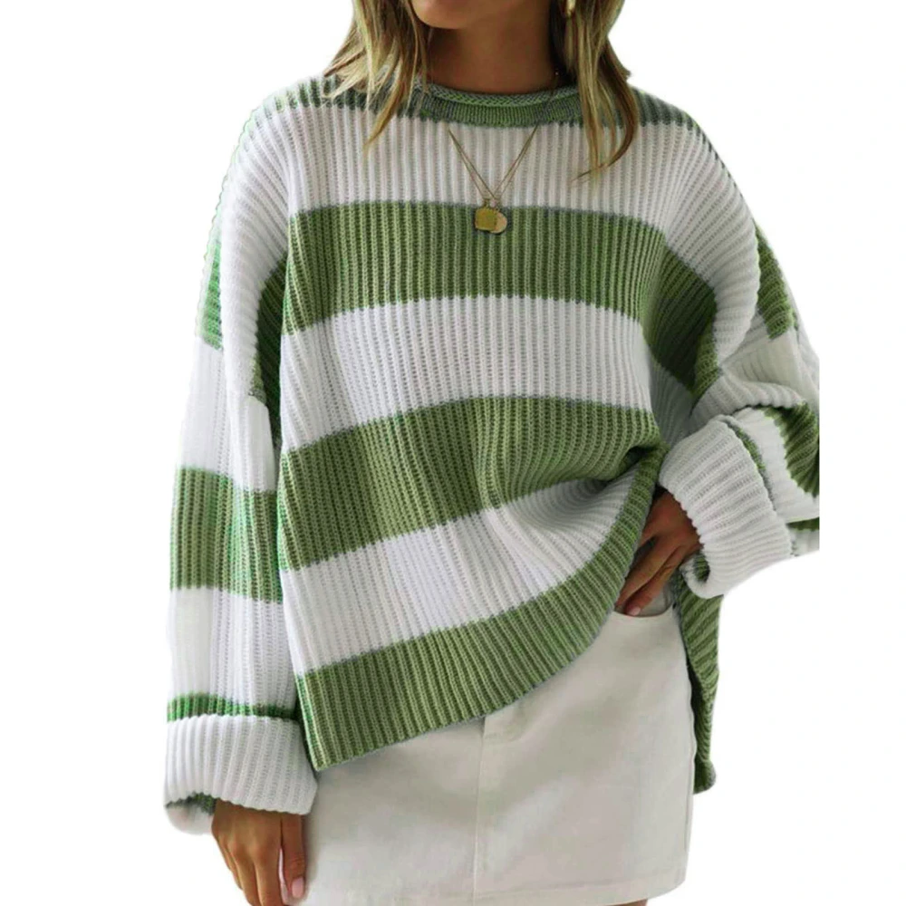 Women's Fall Loose Sweater Stripe Print Knit Long Sleeve Sweaters