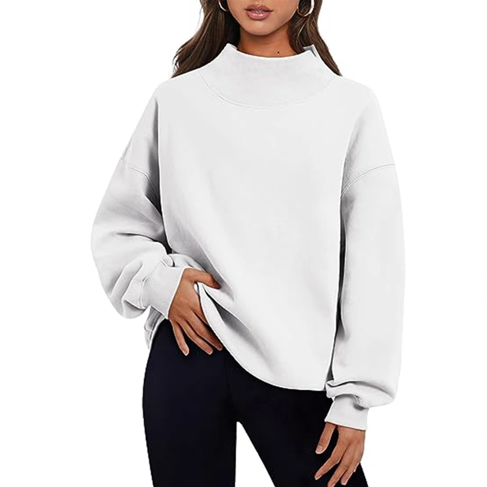 Women Ribbed Sweatshirts Solid Color Loose Casual Pullovers Fall Tops 