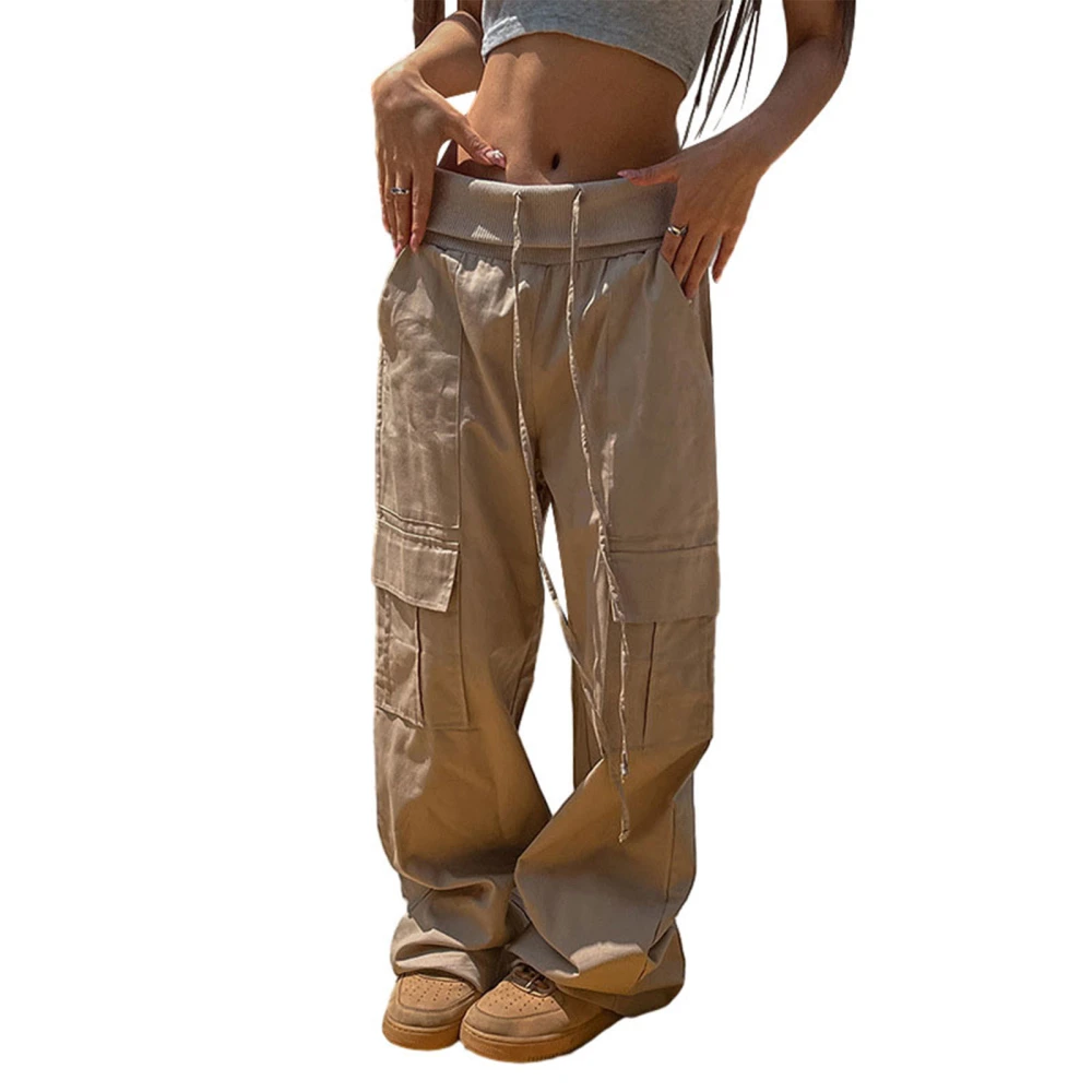 Women's Baggy Cargo Pants Fold Over Waist Parachute Pants Trousers