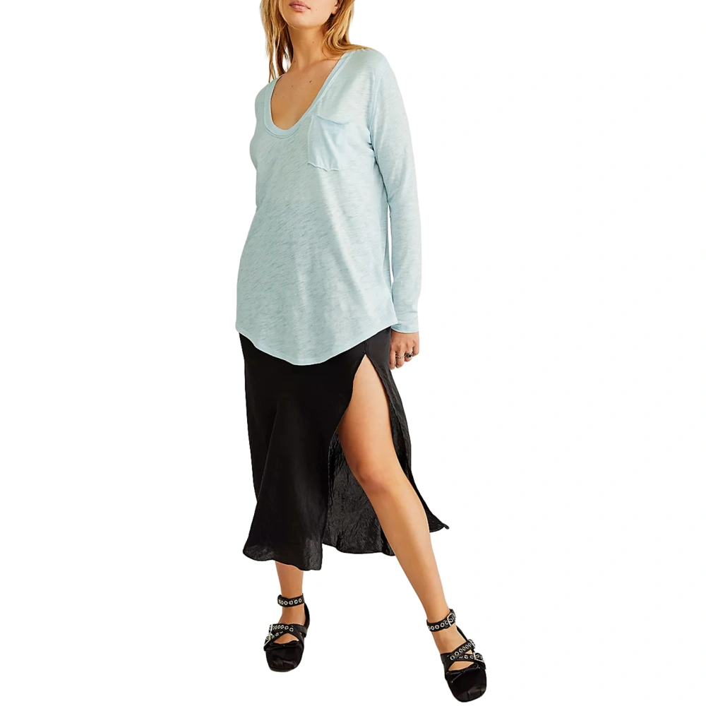 Women Causal T-Shirt Trendy V Neck Long Sleeve Loose Fit Tops