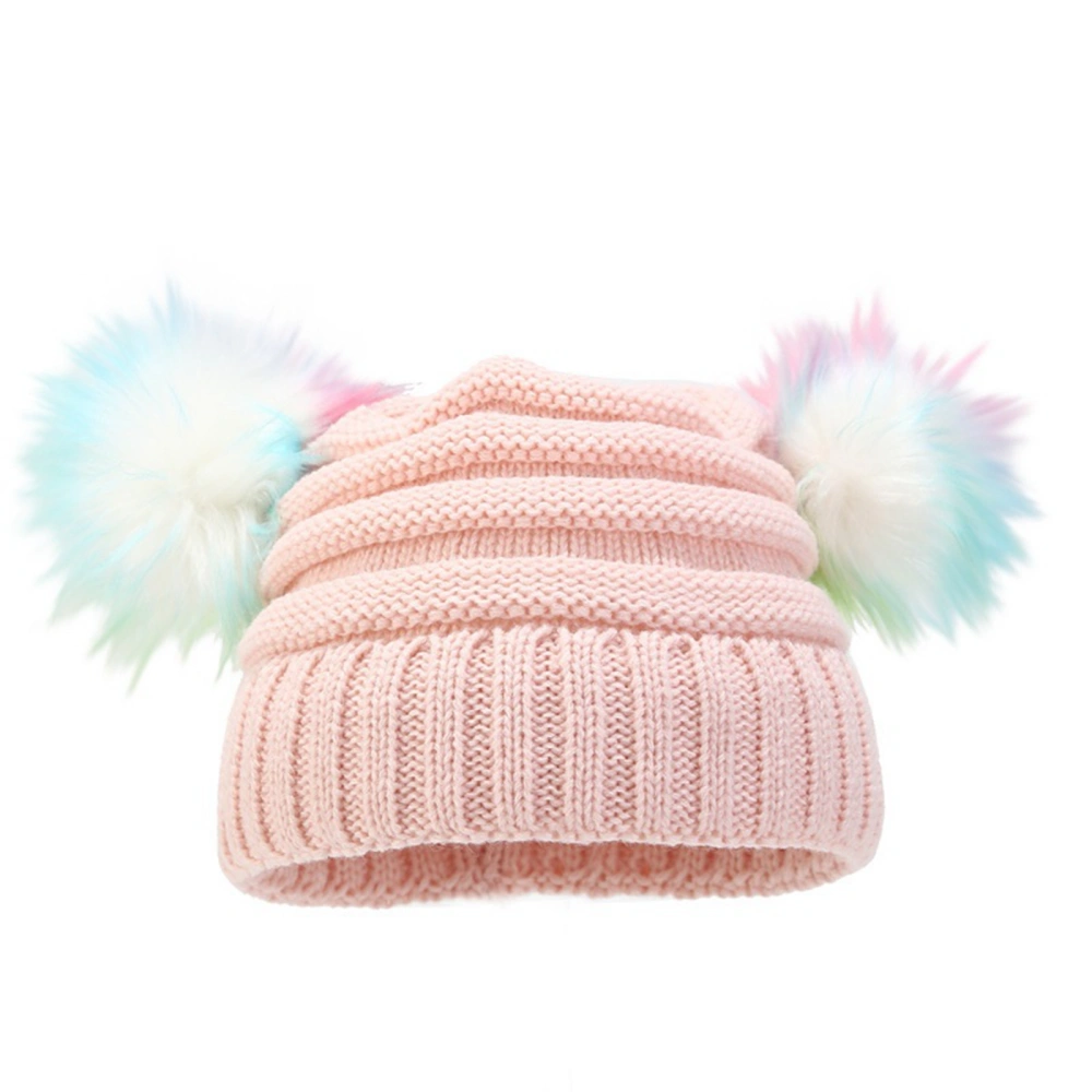 Toddler Girls Knit Hats Winter Warm Beanie Hats with Bobbles