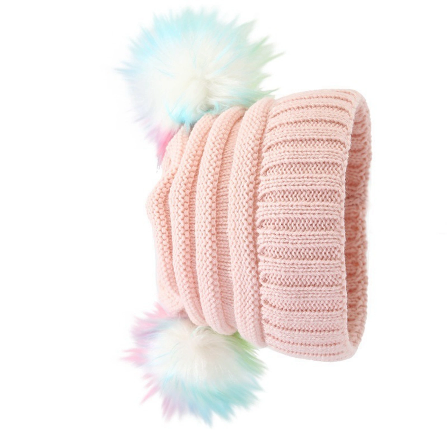 Toddler Girls Knit Hats Winter Warm Beanie Hats with Bobbles