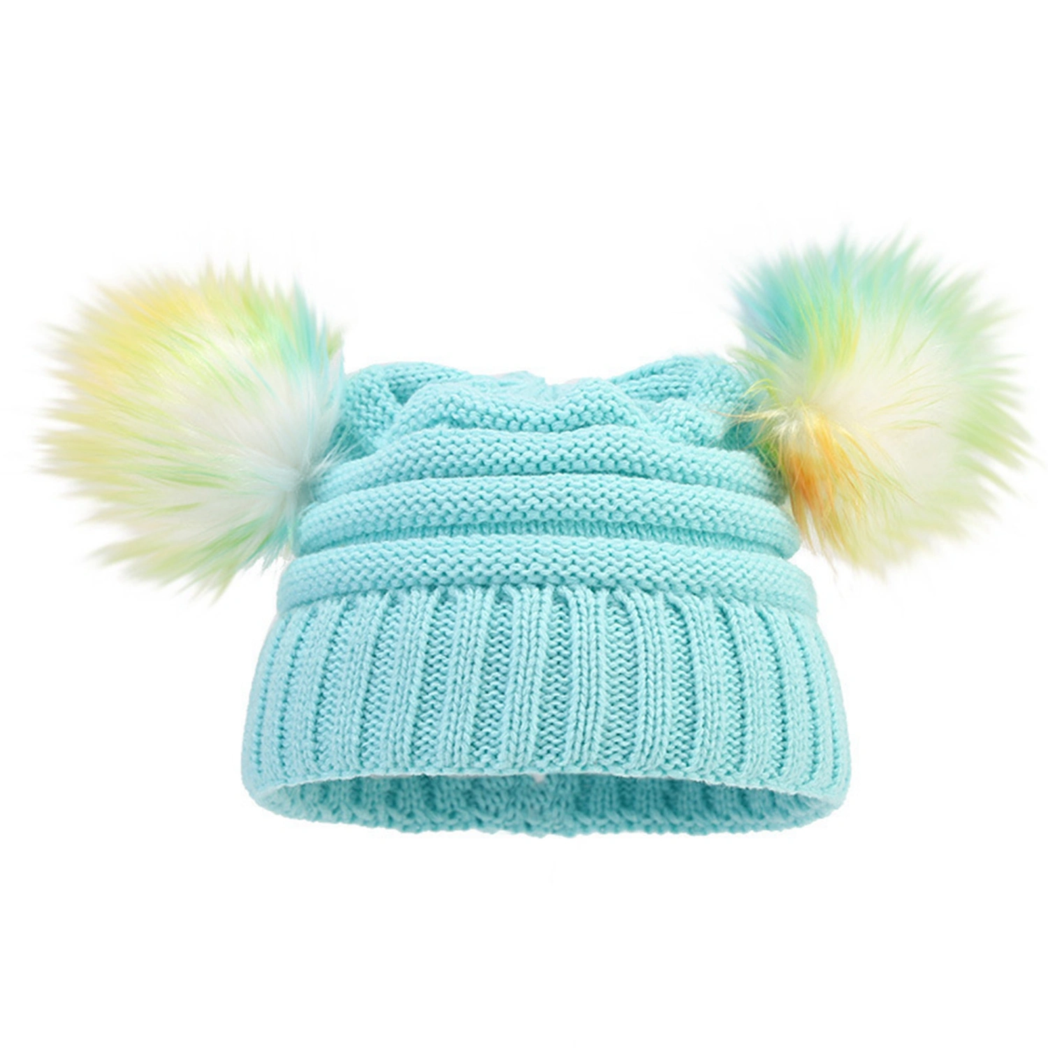 Toddler Girls Knit Hats Winter Warm Beanie Hats with Bobbles