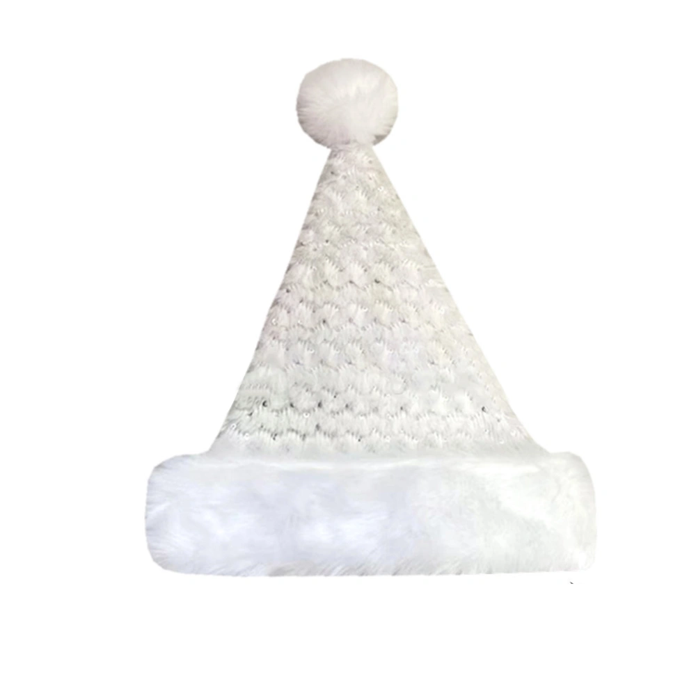 Santa Hats for Adults Christmas Cap White Plush Sequins Santa Hats