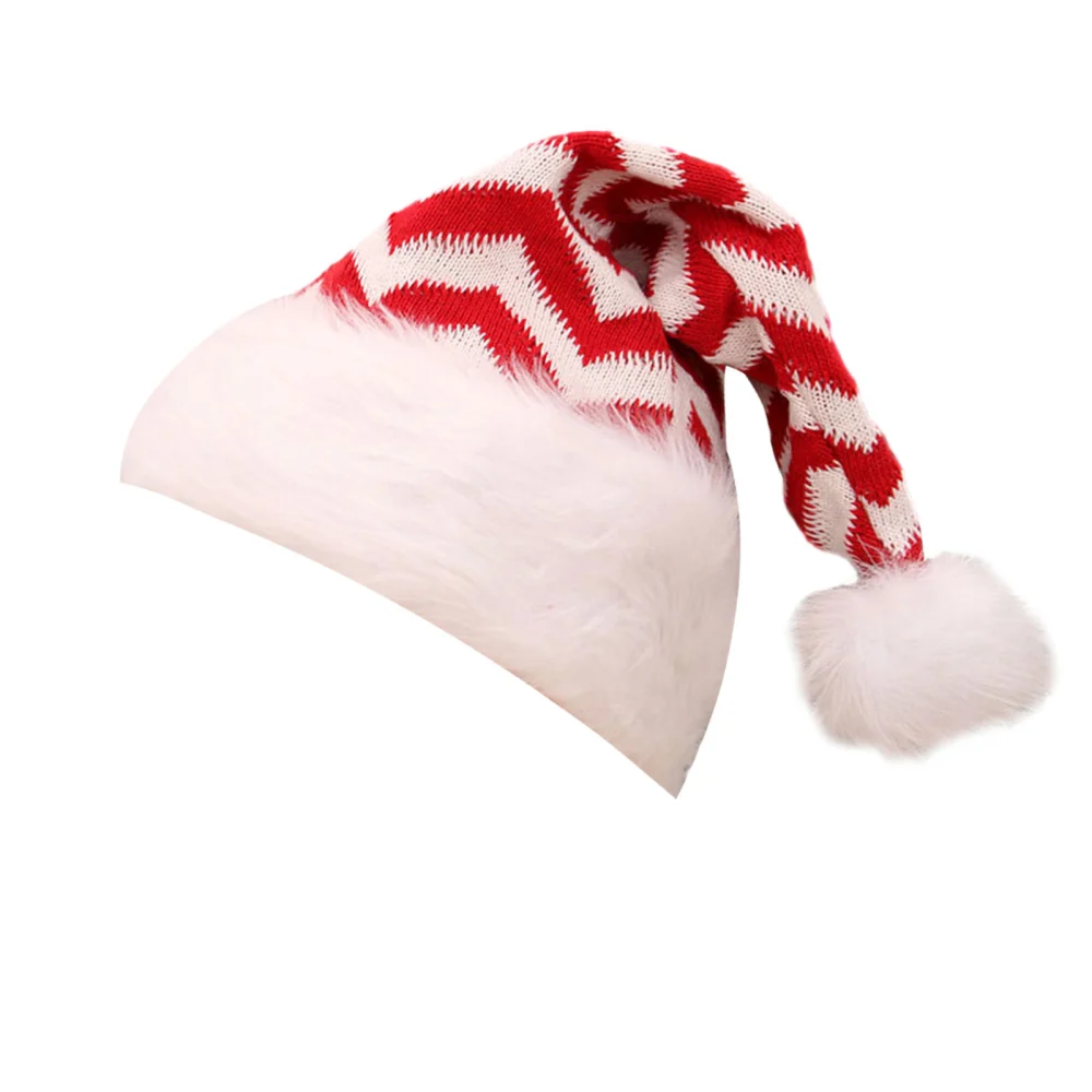 Christmas Hats for Adults Classic Snowflake/Striped Knit Santa Caps