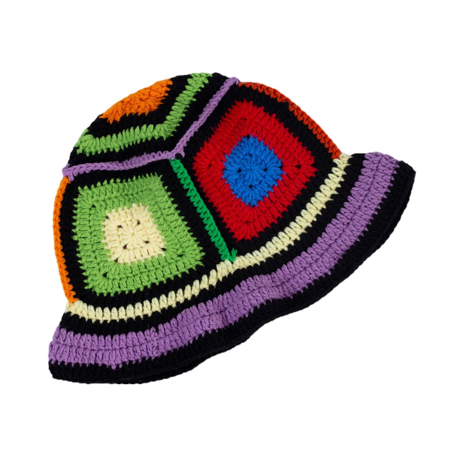 Women Crochet Bucket Hats Fisherman Hats Contrast Color Beanie Caps