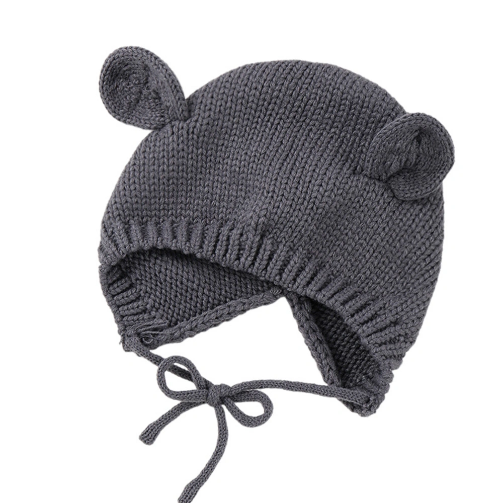 Baby Knit Beanie, Cute Soft Solid Baby Hat with Ears Warm Winter Hat