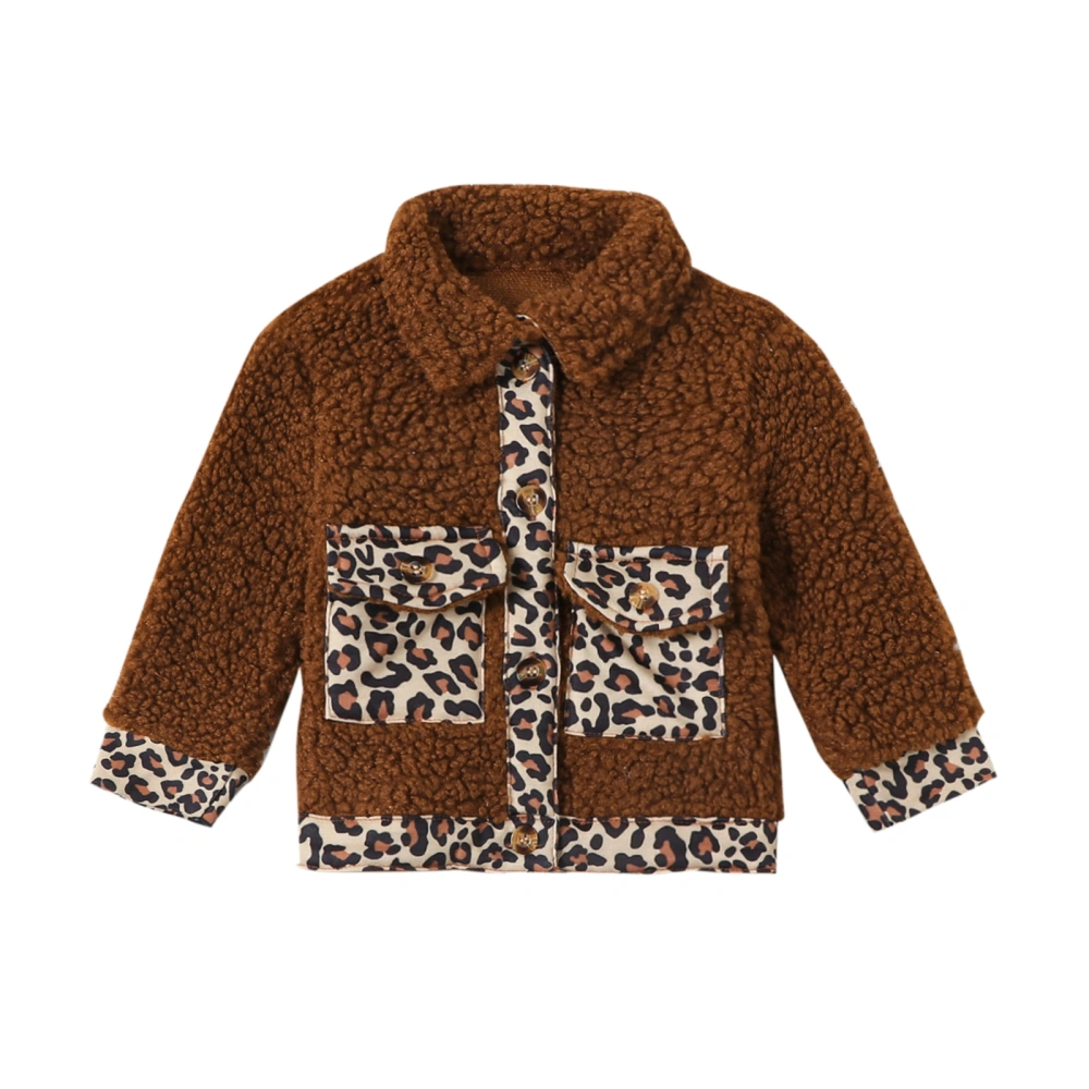 Toddler Winter Fuzzy Coat, Leopard Print Jacket Fleece Outerwear