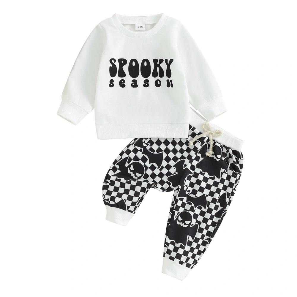 Baby Boy Halloween Outfits Long Sleeve Sweatshirt+Checkerboard Pants