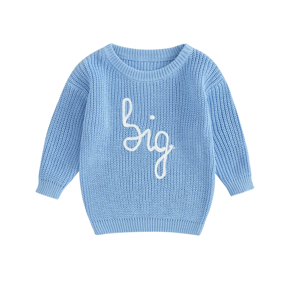 Girls Autumn Long Sleeve Letter Embroidery Pullover Knitwear