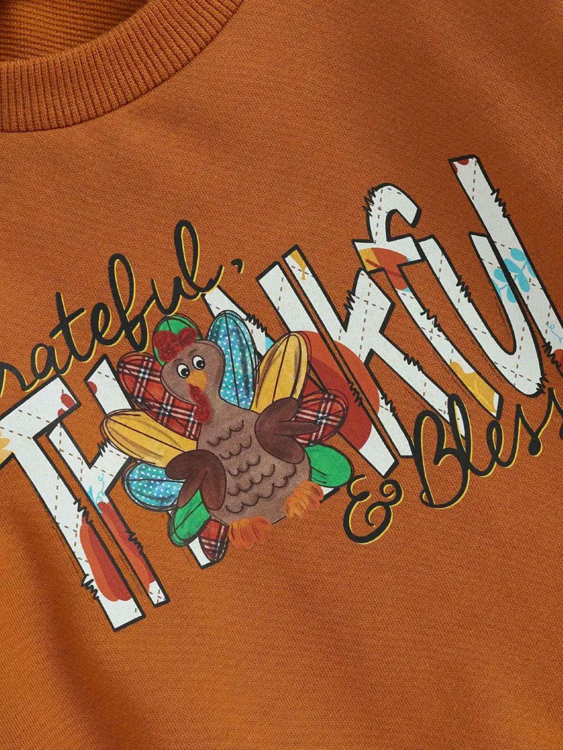 Thanksgiving Girls Pants Set Letters Sweatshirt Turkey Print Pants