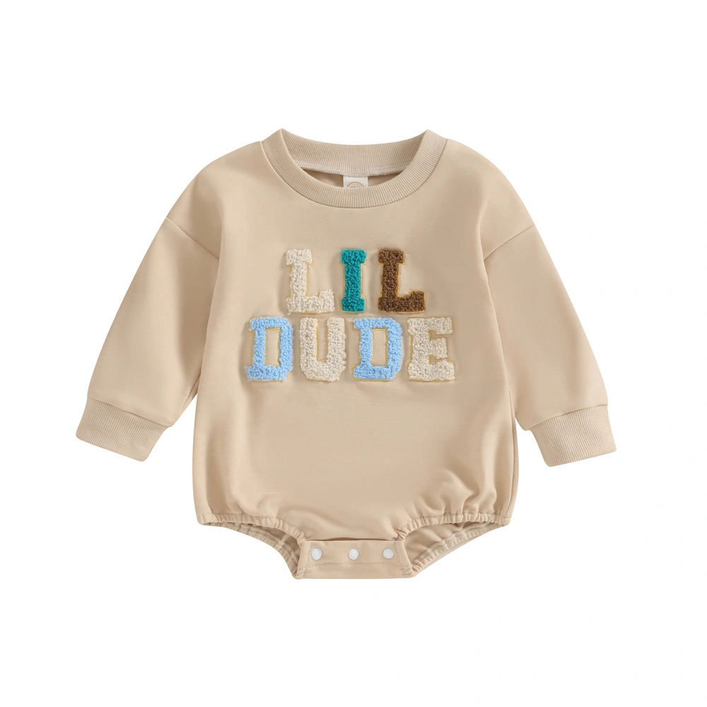 Baby Autumn Long Sleeve Crewneck Letter Embroidery Casual Romper