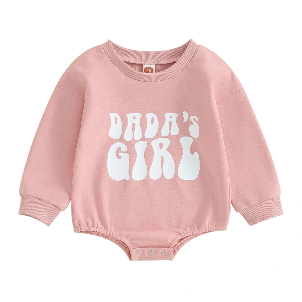 Baby Girls Autumn Long Sleeve Crewneck Letter Print Casual Romper