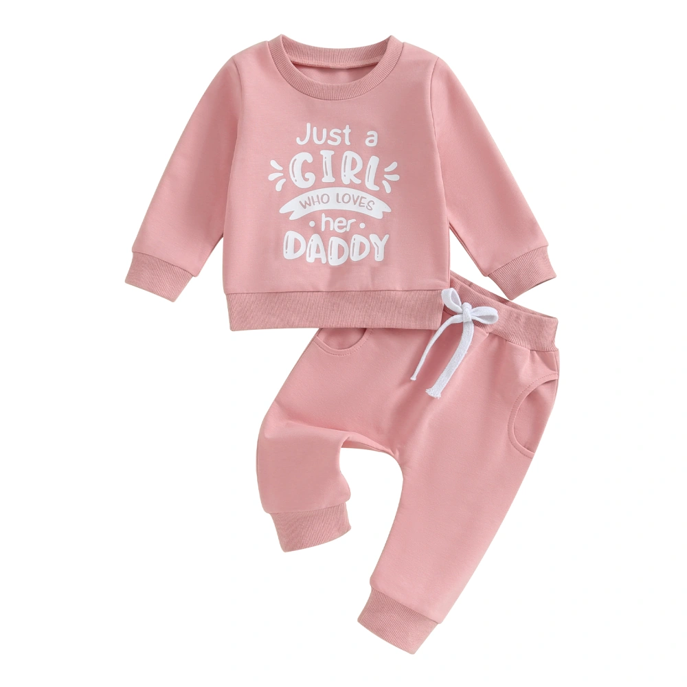 Baby Girls 2-piece Outfit, Long Sleeve Letters Sweatshirt Sweatpants