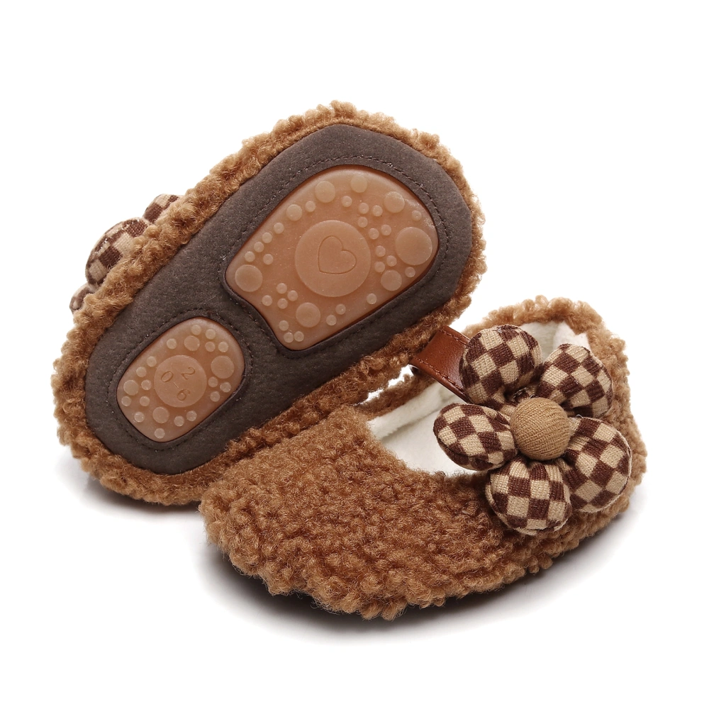 Baby Girls Cute Moccasinss Flower Soft Sole Fleece Plush Flats Shoes