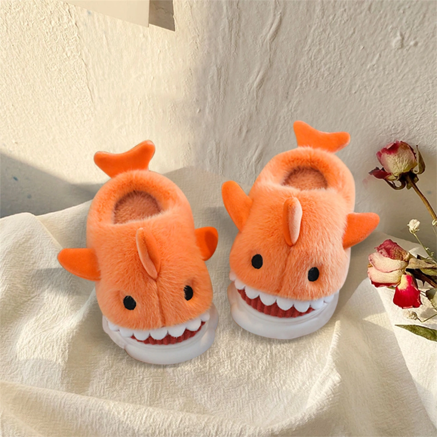 Cute Shark Slippers Warm Plush Doll Antislip Slippers for Kids/Adult