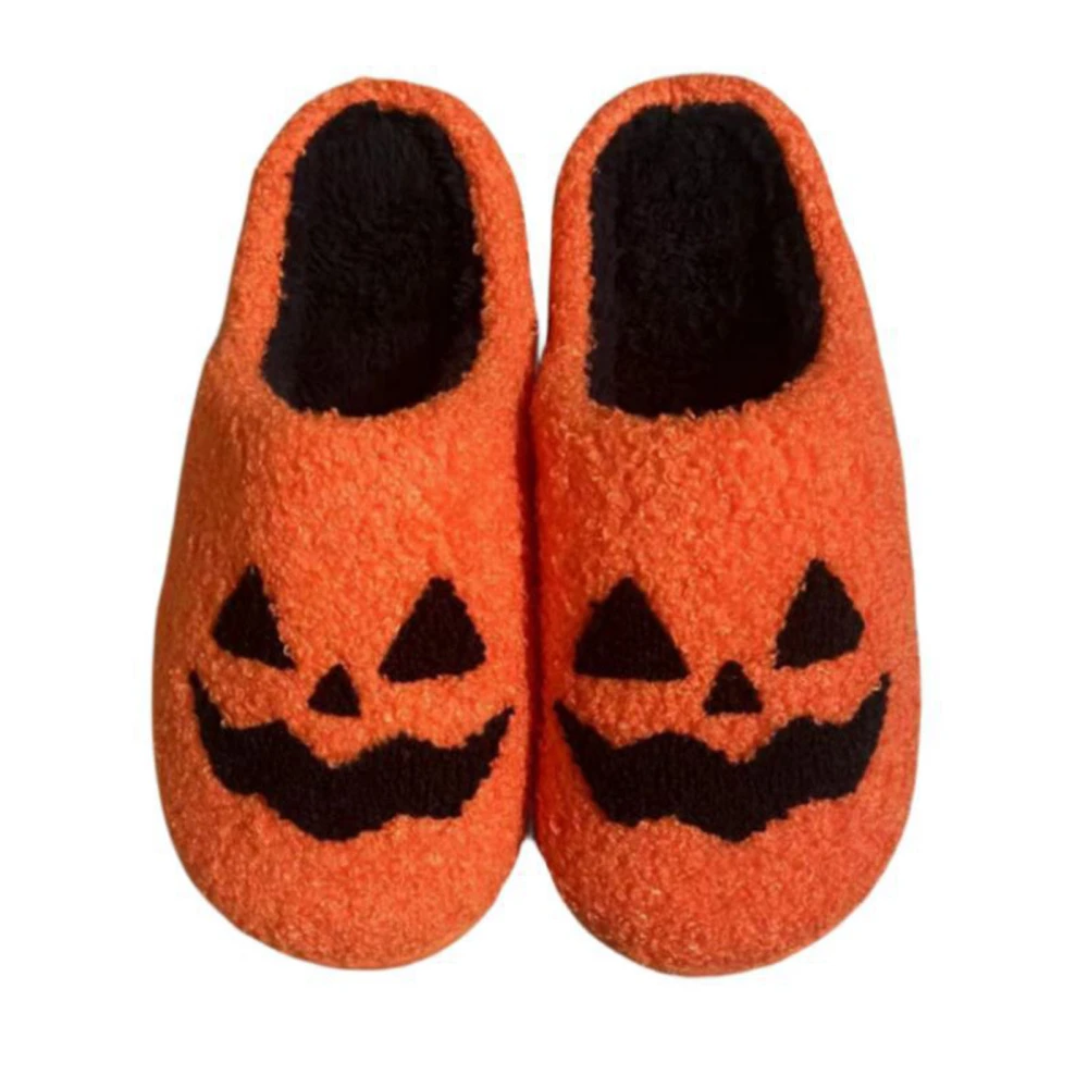 Adult Halloween Fuzzy Slippers Soft Bedroom Slippers Warm House Shoes