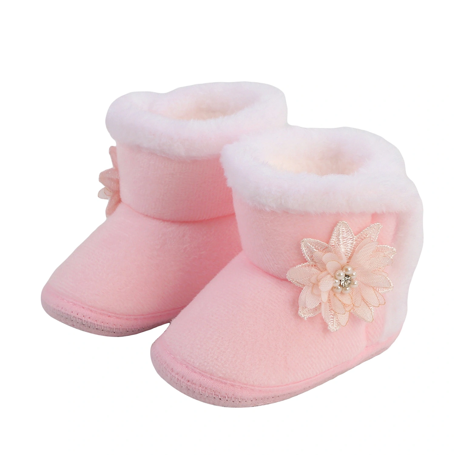 Newborn Girls Snow Boots Winter Flower Ankle Boots Warm Walking Shoes
