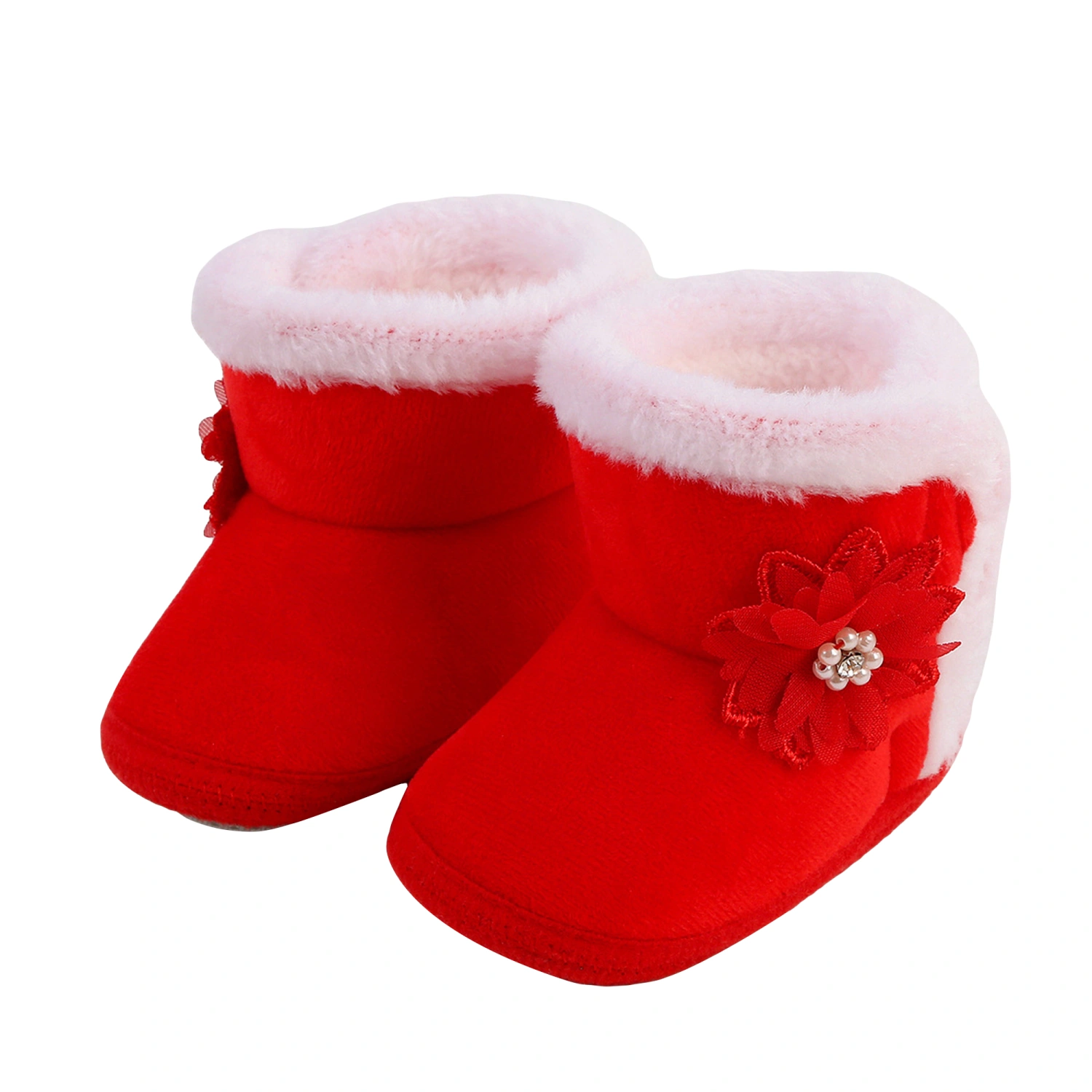 Newborn Girls Snow Boots Winter Flower Ankle Boots Warm Walking Shoes