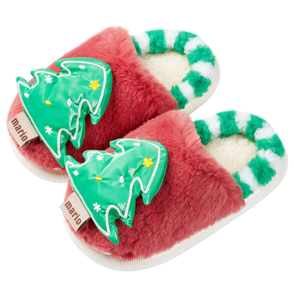 Kids Baby Winter Slippers Christmas Tree Fluffy Slippers House Shoes