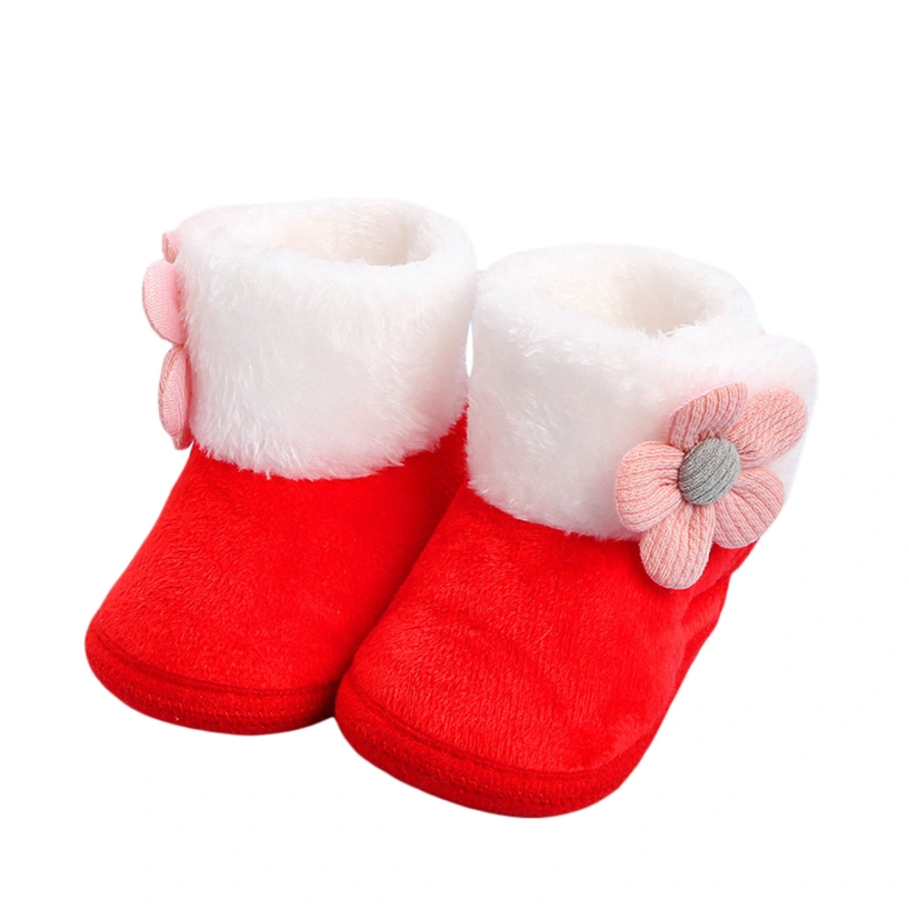 Infant Winter Snow Boots 3D Flower Decorated Warm First Walker Shoes