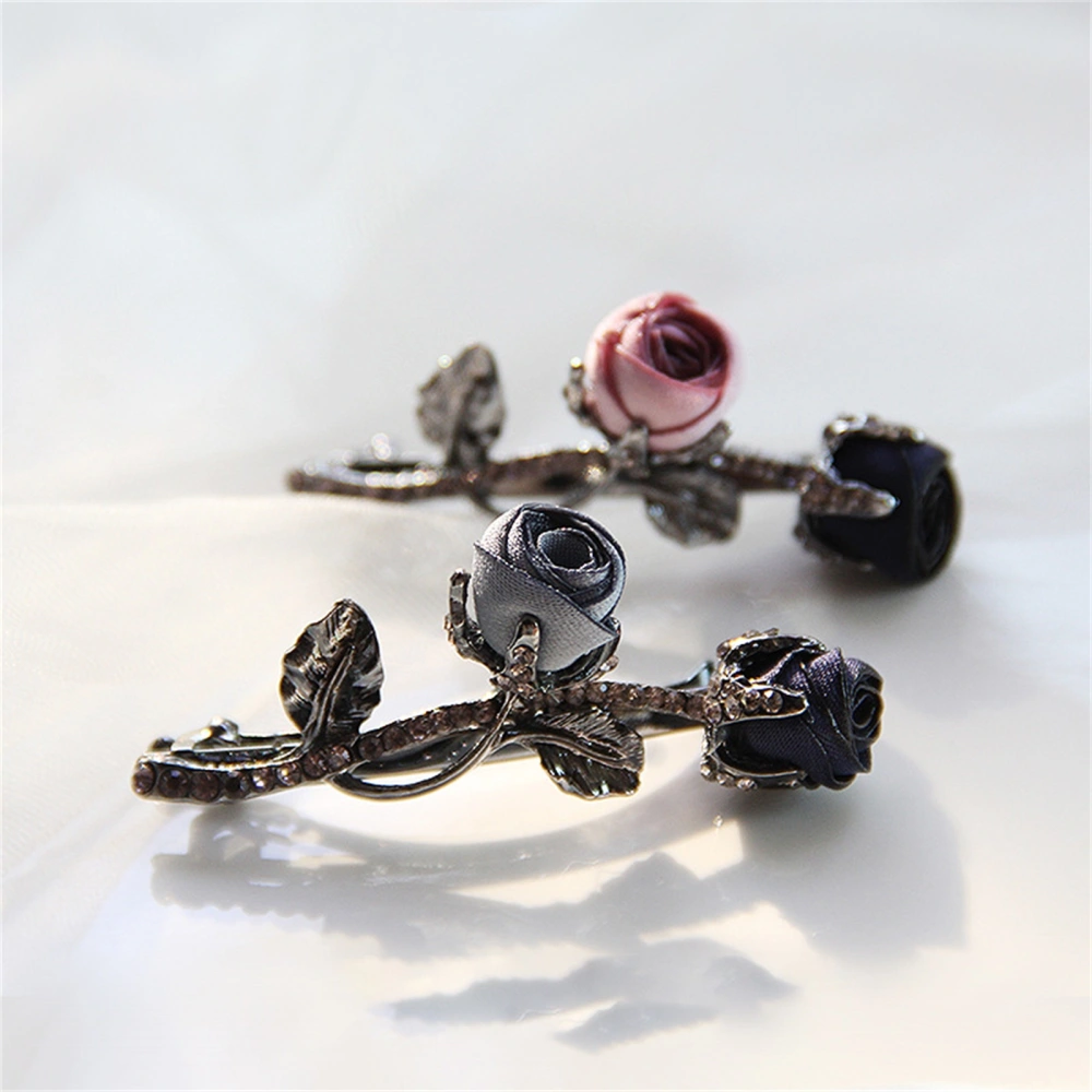 Metal Rose Barrettes Hair Clip Automatic Spring Clips Hair Accessory