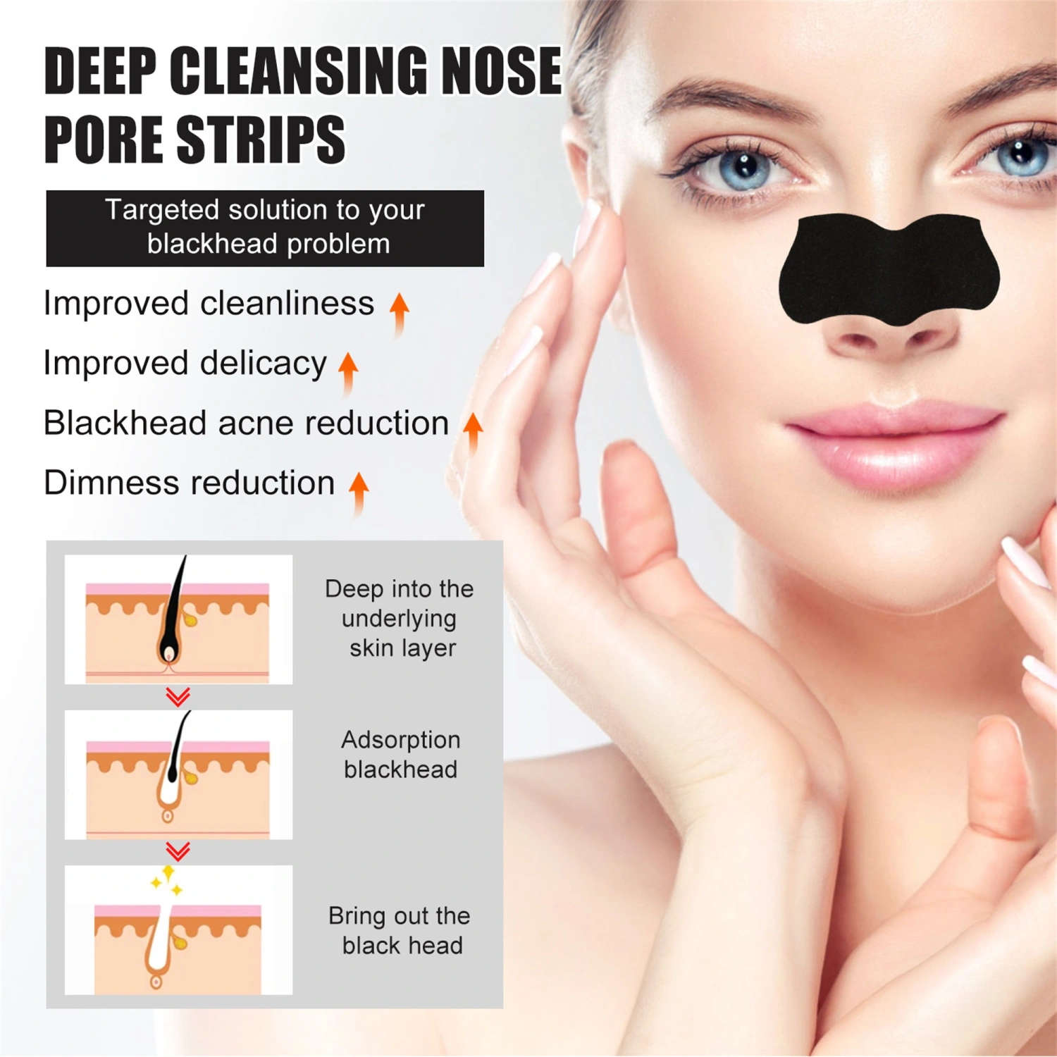 Blackhead Pore Strips, Blackhead Remover Deep Cleansing Charcoal Strip