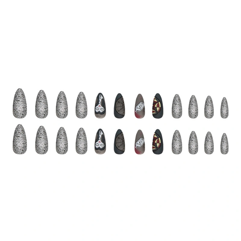 Halloween Press on Nails 24Pcs Long Fake Nails French Tip Nails