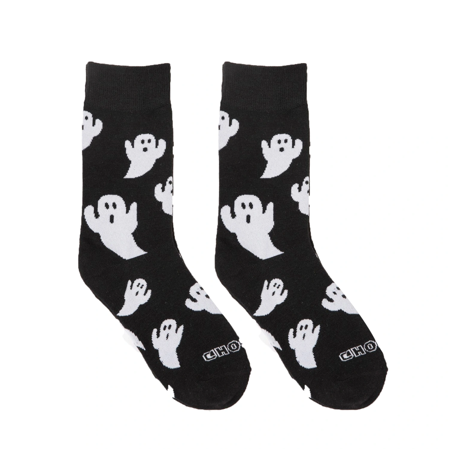 Women Halloween Crew Socks Ghost Print Elastic Calf Walking Socks
