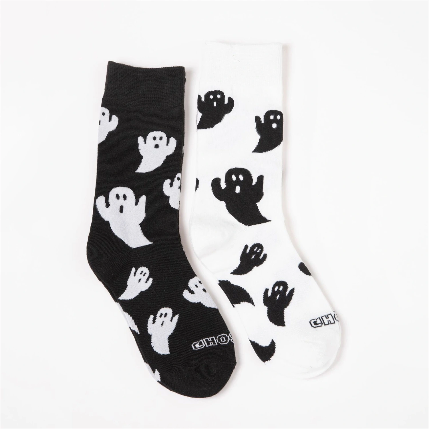 Women Halloween Crew Socks Ghost Print Elastic Calf Walking Socks