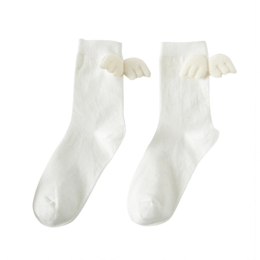 Couple Crew Socks Soft Breathable Angel Wings Calf Walking Socks