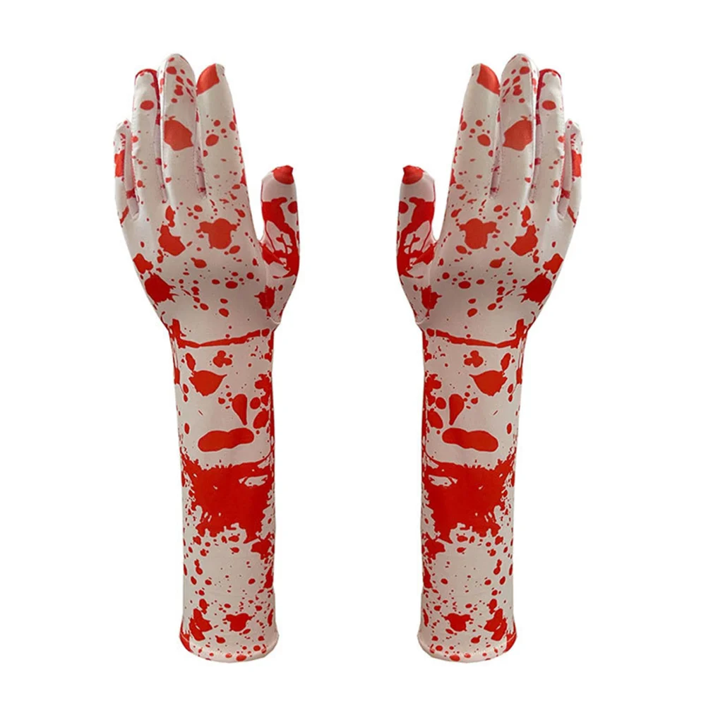 Halloween White Bloody Gloves Horrific Splattered Blood Gloves