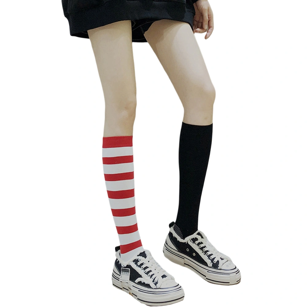 Women's Stripe Print Knee High Socks Star Pattern Long Stockings