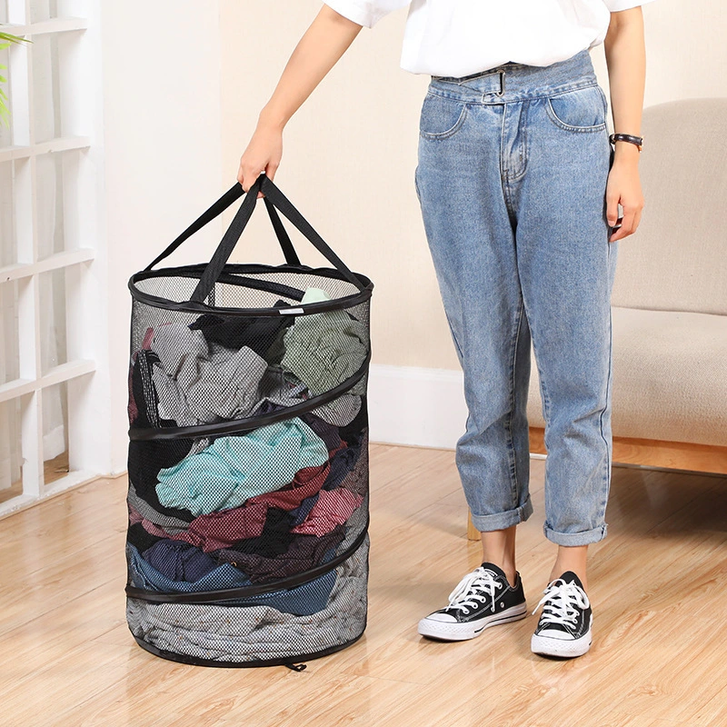 Pop-up Polyester Mesh Portable Laundry Basket